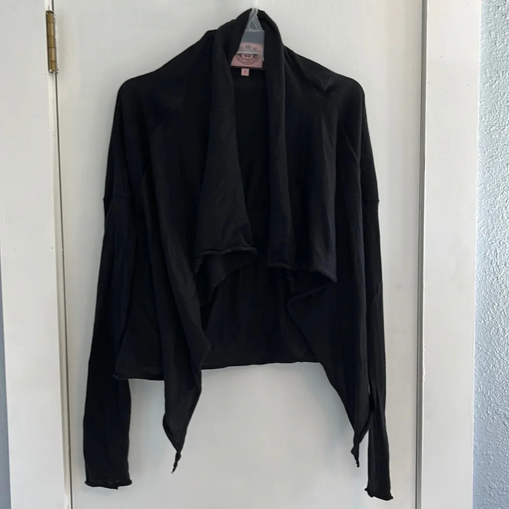 Juicy Couture Black Lightweight Drape Wrap Sweater - Picture 2 of 8